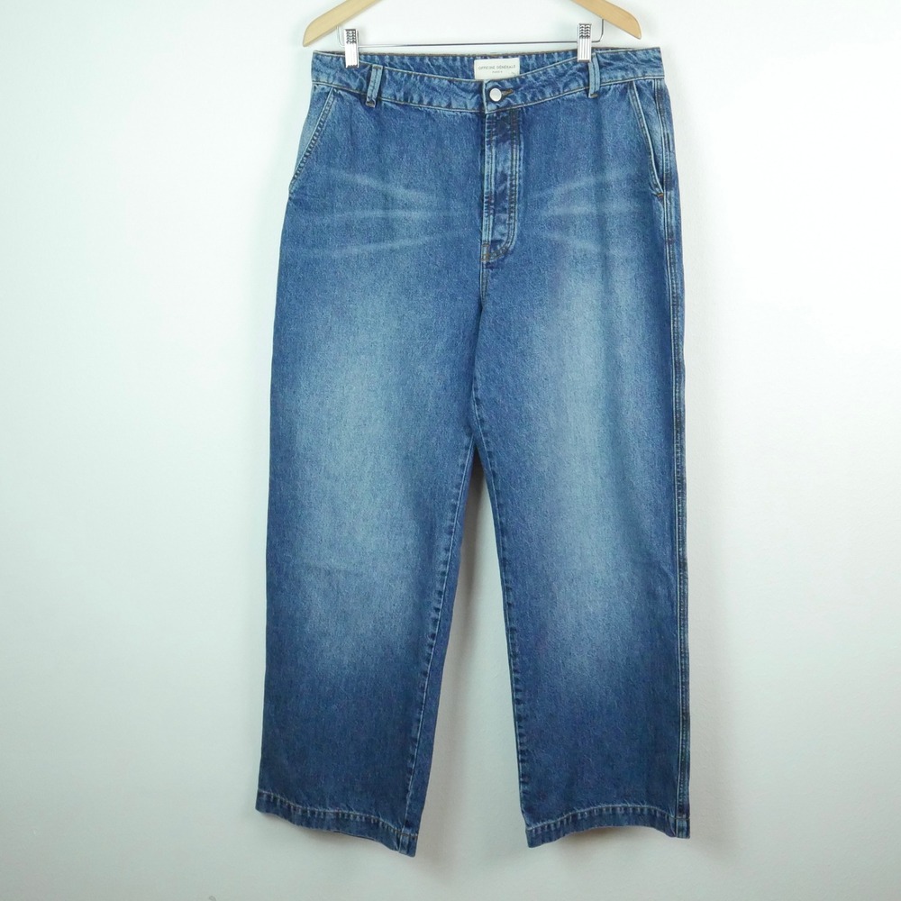 Officine Generale Nemir Washed Cotton Denim Jeans Dark Indigo 32 Button Fly NWT